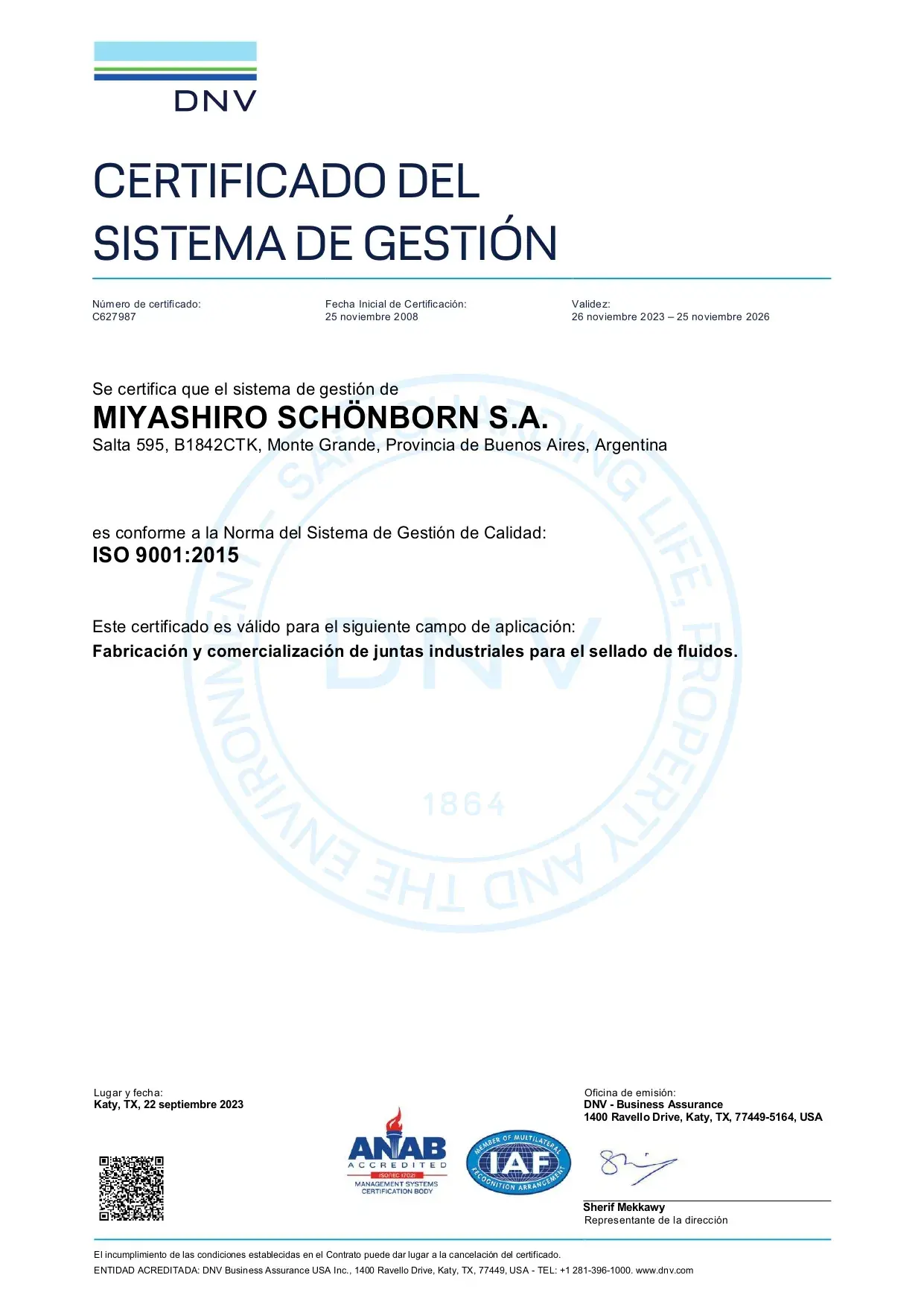 Certificado ISO 9001:2015